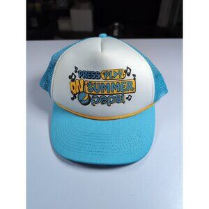 Pepsi Trucker Hat Press Play On Summer Throwback Rope Mesh Yellow White Blue
